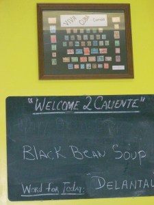 Caliente Restaurant seeks to teach its customers Spanish words on daily basis.