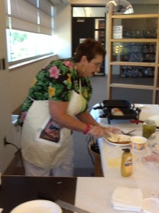 Preparing Cuban sandwiches from recipe in Now You're Cooking: Cuba.