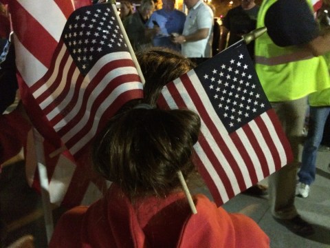 2 flags in girls hair